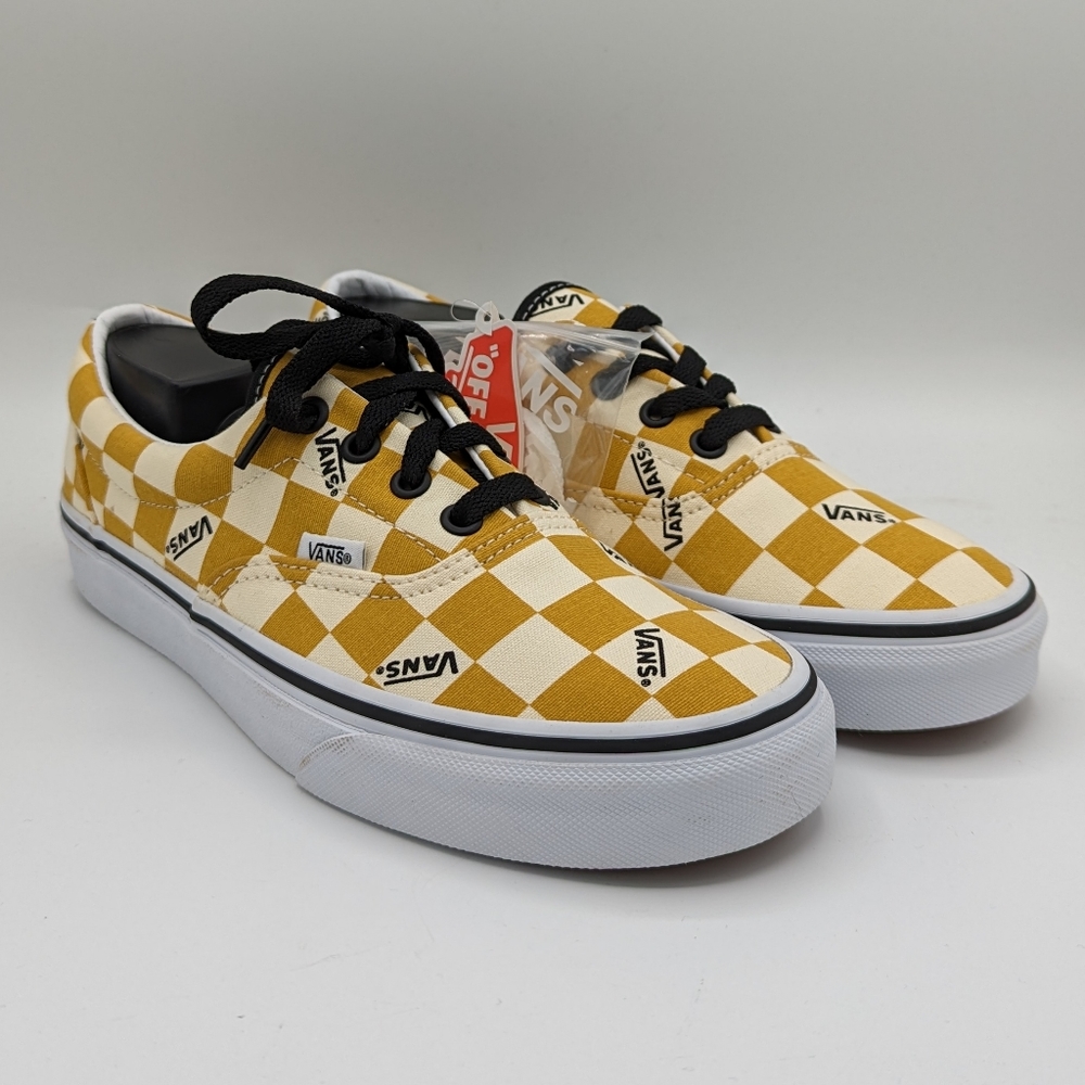 NEW Womens Vans Era Big Check Yolk Yellow True White Sneaker Shoes Size 7